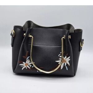 Handbag small square bag floral embroidered handle .